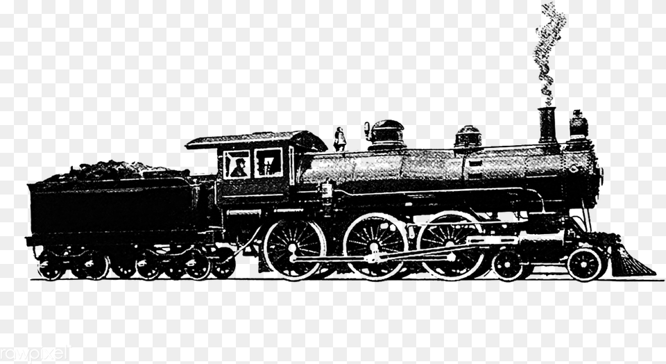 Steam Engine Train Vintage Drawing Steam Train Transparent, Locomotive, Machine, Motor, Railway Png Image