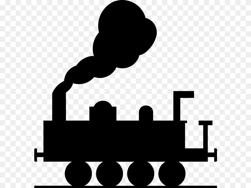 Steam Power Steamer Train Travel Go Move Locomote Train Clip Art, Gray Free Transparent Png
