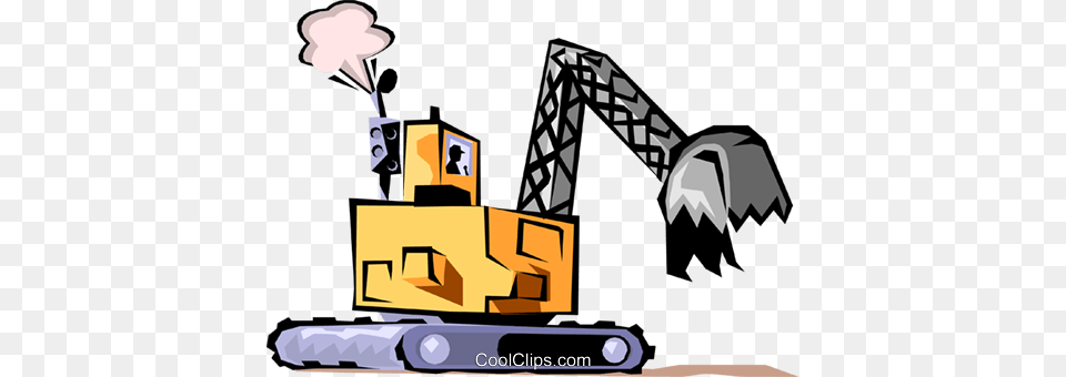 Steam Shovel Royalty Vector Clip Art Illustration, Construction, Construction Crane, Machine, Bulldozer Free Png Download
