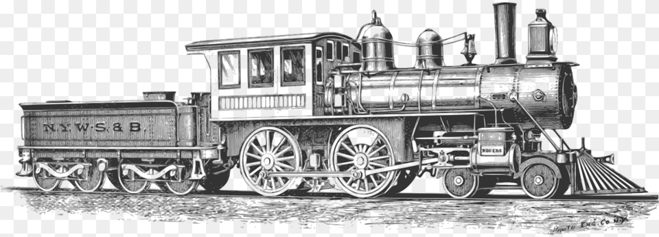 Steam Train Black And White Locomotives Clipart, Engine, Locomotive, Machine, Motor Free Png