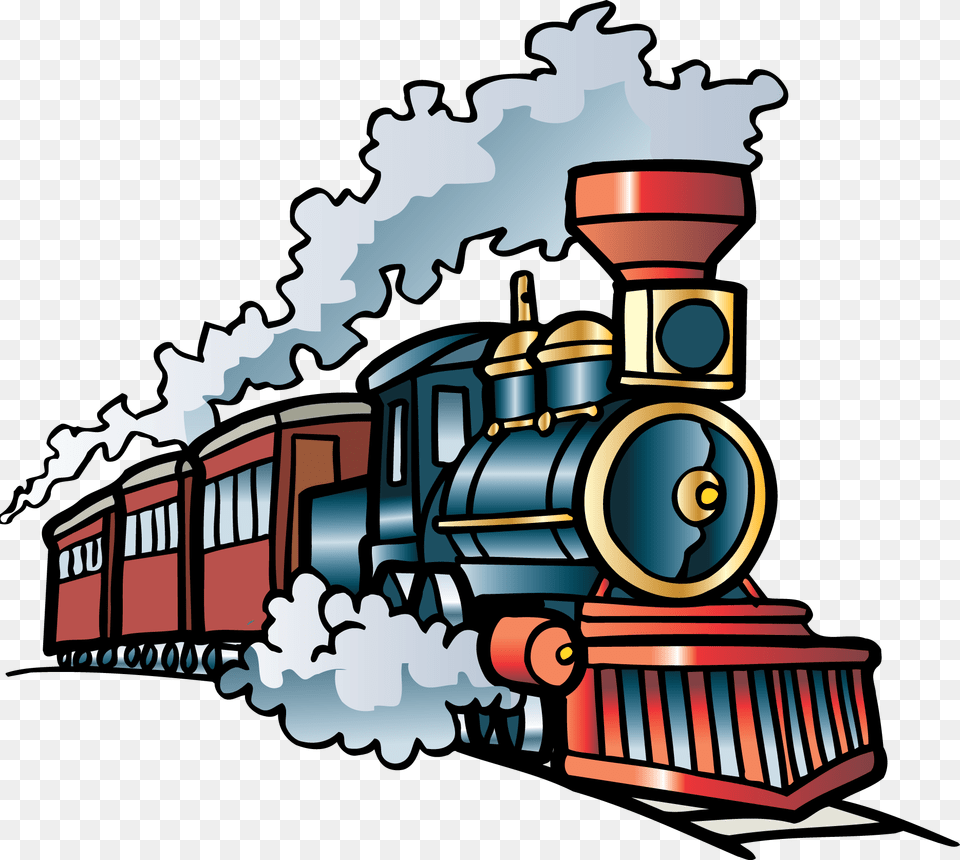 Steam Train On Railroad Clipart Clipart Funny Train Clipart, Vehicle, Transportation, Steam Engine, Railway Free Png Download
