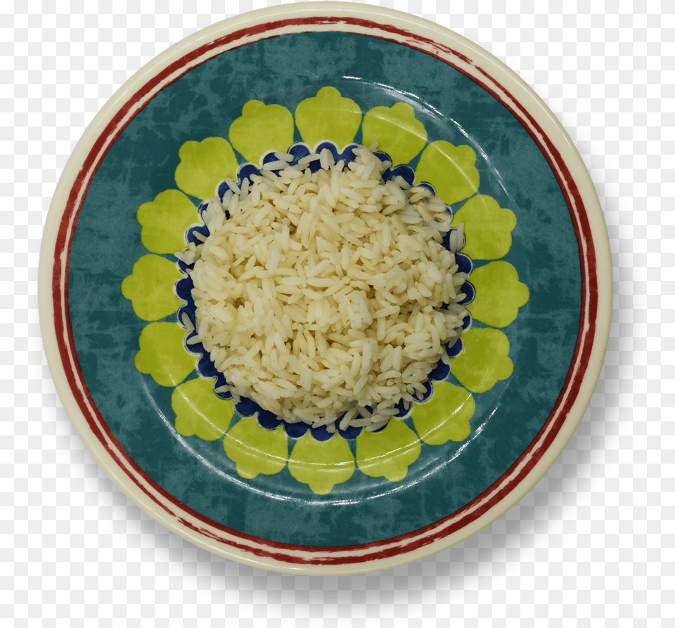 Steamed White Rice Circle, Plate, Food, Grain, Produce Free Transparent Png