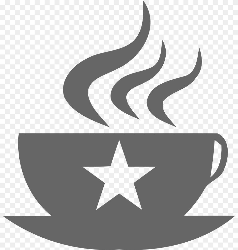 Steaming Star Cup Icon Logo Coffee, Symbol, Star Symbol, Beverage, Coffee Cup Png Image