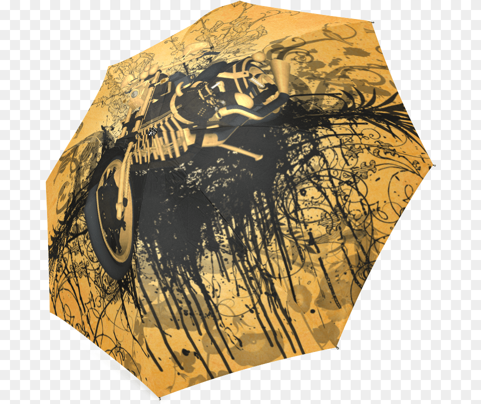Steampunk Awesome Motorcycle With Floral Elements Umbrella, Canopy, Machine, Wheel, Art Png Image