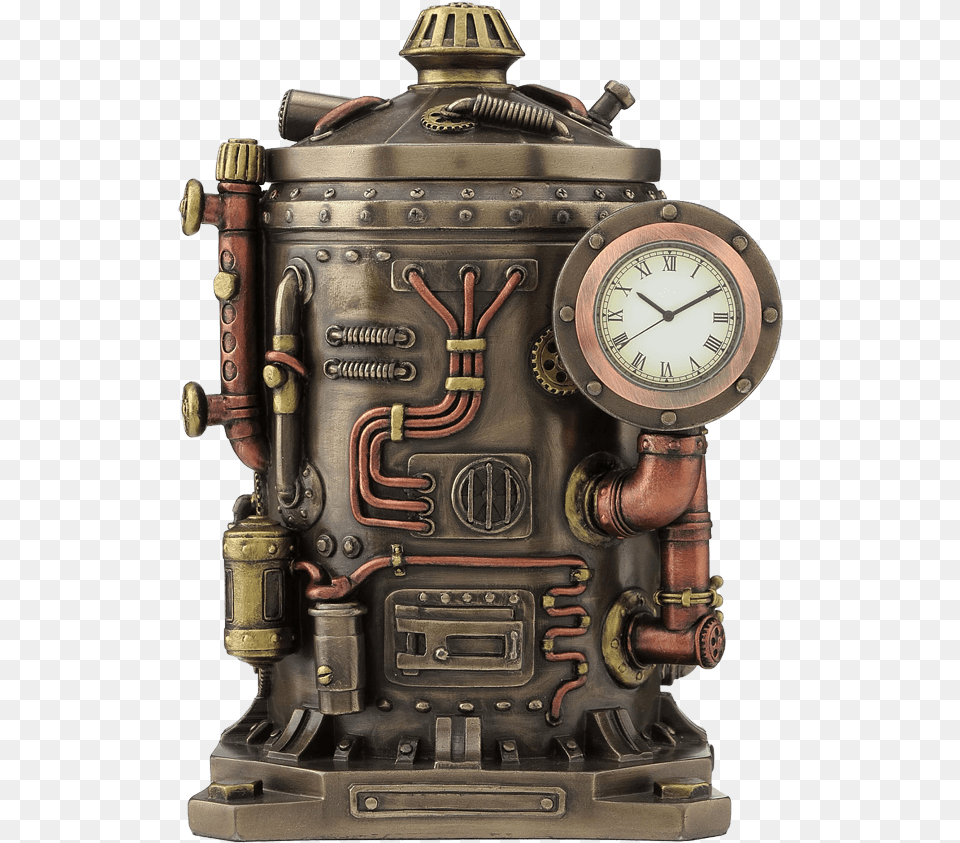 Steampunk Clock Container Trinket Box, Device, Power Drill, Tool, Bronze Free Png Download