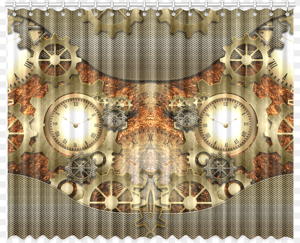 Steampunk Clocks And Gears In Golden Design Window Lampshade, Accessories, Art, Ornament, Tapestry Png Image