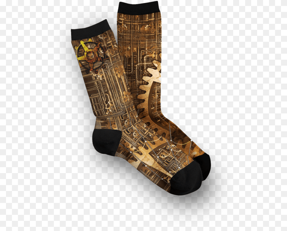 Steampunk Gears Socks Sock, Clothing, Hosiery Png