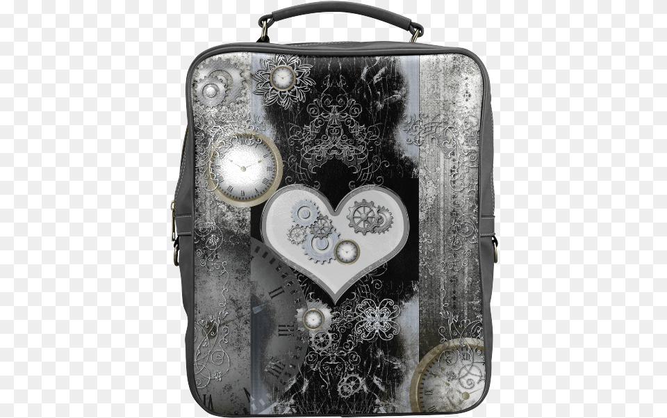 Steampunk Heart Clocks And Gears Square Backpack Curtain, Accessories, Bag, Handbag, Purse Png