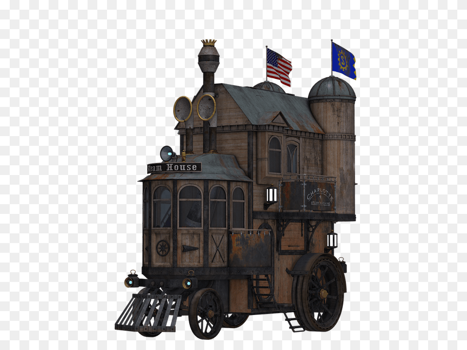 Steampunk Locomotive Side View, Railway, Vehicle, Transportation, Train Free Png Download