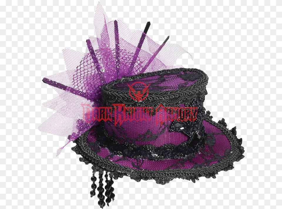 Steampunk Mini Purple Lace Top Hat Burlesque Hat, Clothing Free Png