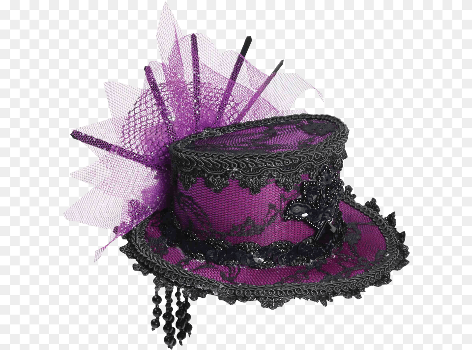 Steampunk Mini Purple Lace Top Hat Purple Red Hat Transparent, Clothing, Accessories, Bag, Handbag Free Png Download