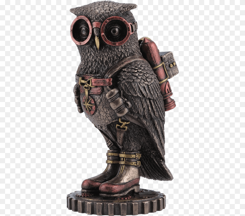 Steampunk Owl With Goggles And Jetpack Statue Steampunk Statue, Figurine, Animal, Bird Free Transparent Png