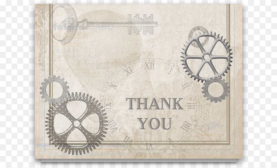 Steampunk Wedding Industrial Style Thank You Card Banknote, Machine, Spoke Png