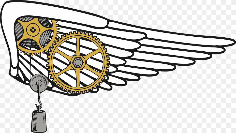 Steampunk Wing Gears Machine Steampunk Clip Art Vector, Wheel, Spoke, Aircraft, Airplane Free Transparent Png