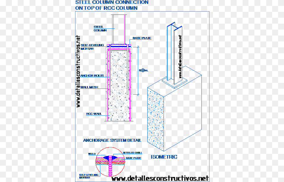 Steel Column To Concrete Column Connection, Chart, Plot, Cad Diagram, Diagram Free Transparent Png
