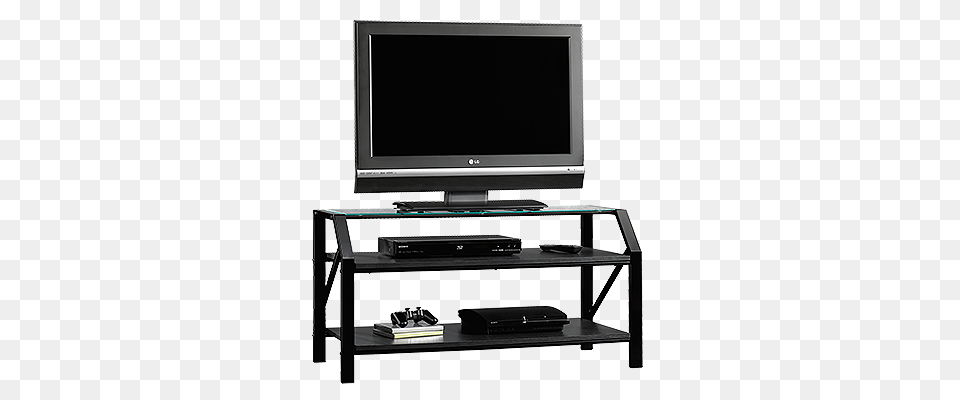 Steel Frame Casual Panel Tv Stand In Black Mathis Brothers Furniture, Computer Hardware, Electronics, Entertainment Center, Hardware Png
