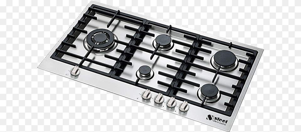 Steel Genesi Gp9f 5 90cm Gas Cooktop, Indoors, Kitchen, Appliance, Burner Png Image