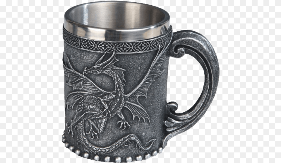 Steel Insert Flying Dragon Mug Stealstreet Ss G Grey Amp Black Medieval Flying, Cup, Stein Png Image