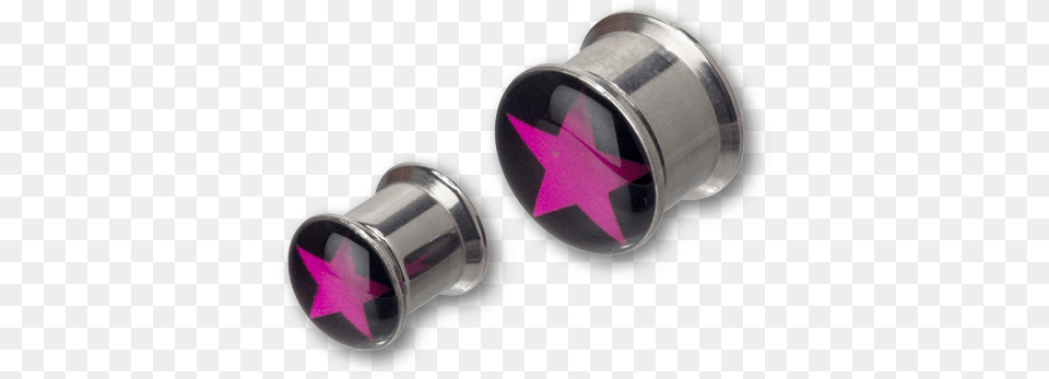 Steel Purple Star Picture Box Plug Earrings, Accessories, Shaker, Bottle, Electronics Png Image