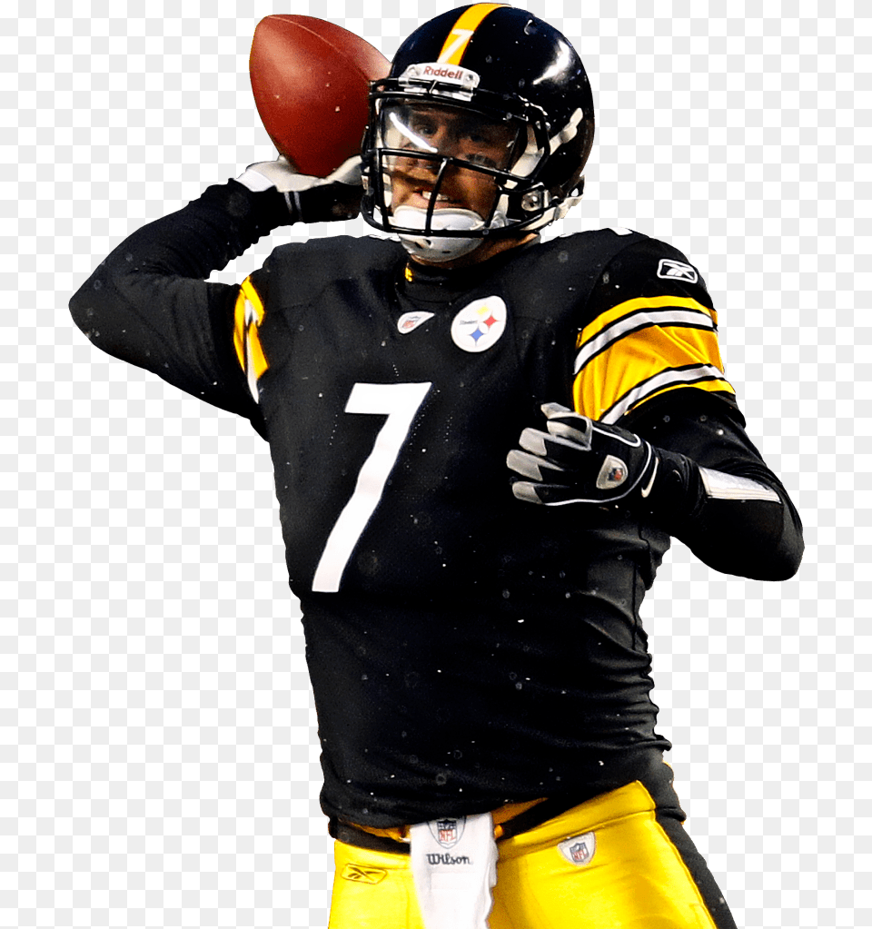 Steelers 7 Ben Roethlisberger, Helmet, American Football, Football, Person Png Image