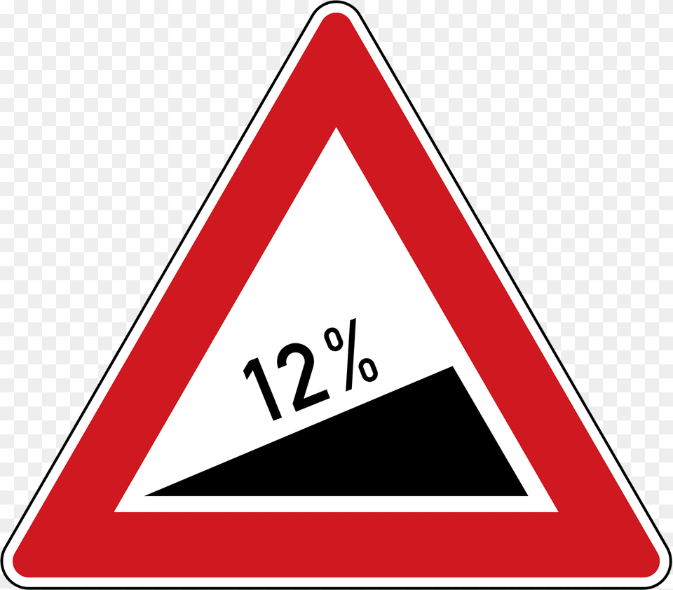 Steep Ascent Sign In Czech Republic Clipart, Symbol, Triangle, Road Sign Free Png