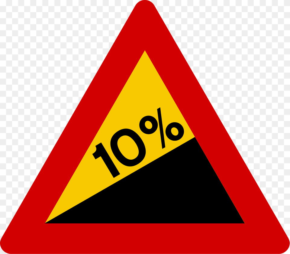 Steep Ascent Sign In Iceland Clipart, Symbol, Road Sign, Triangle Png Image