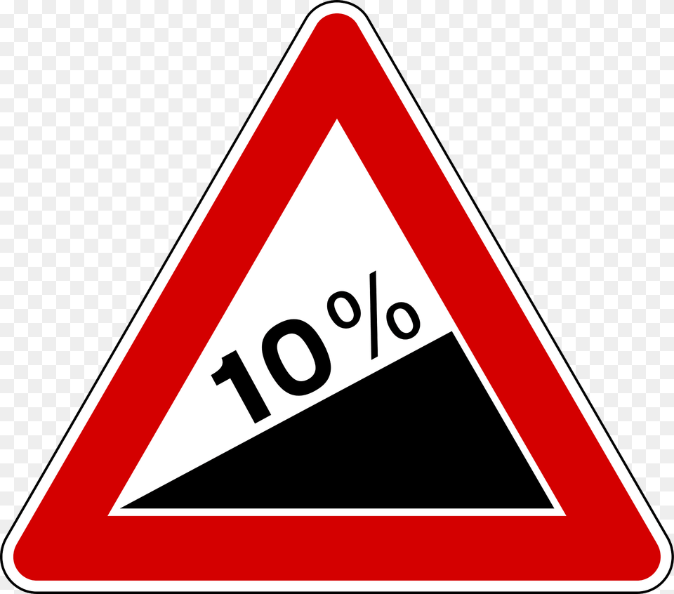 Steep Ascent Sign In Italy Clipart, Symbol, Triangle, Road Sign Png