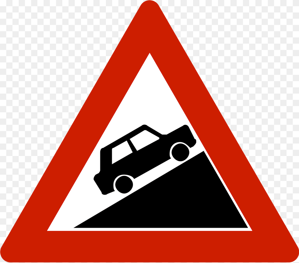 Steep Ascent Sign In Norway Clipart, Symbol, Road Sign, Triangle, Dynamite Png