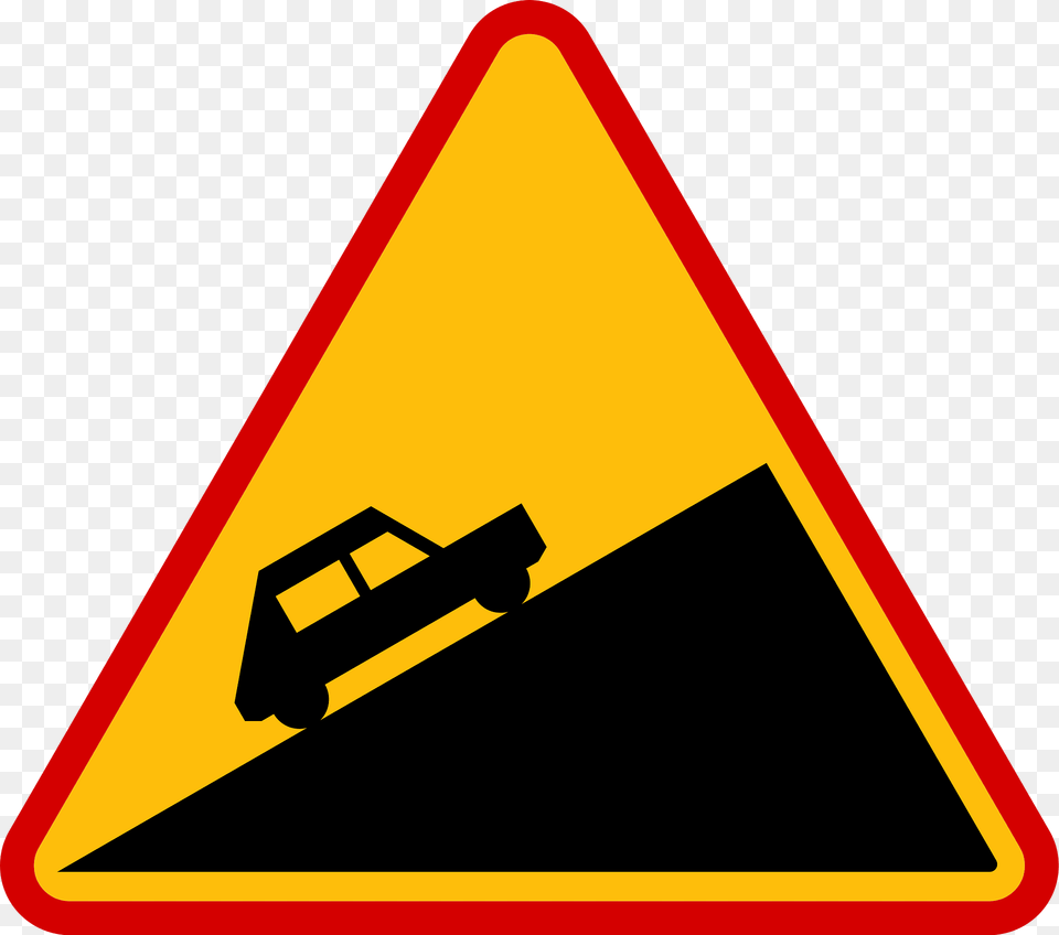 Steep Ascent Sign In Poland Clipart, Symbol, Road Sign Png Image
