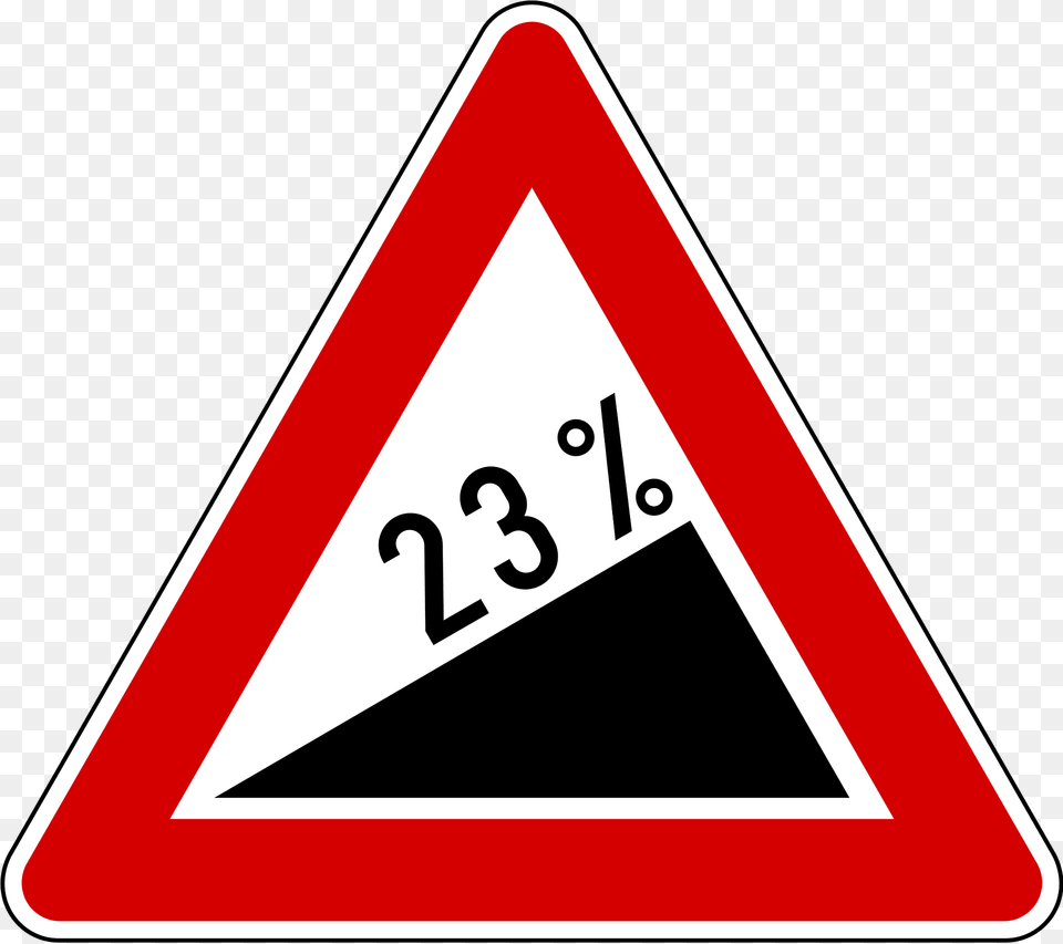 Steep Ascent Sign In Slovenia Clipart, Symbol, Triangle, Road Sign Free Png Download