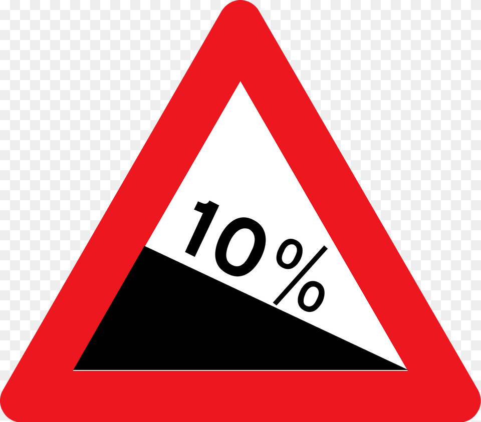 Steep Descent Sign In Denmark Clipart, Symbol, Road Sign, Triangle, Dynamite Free Png