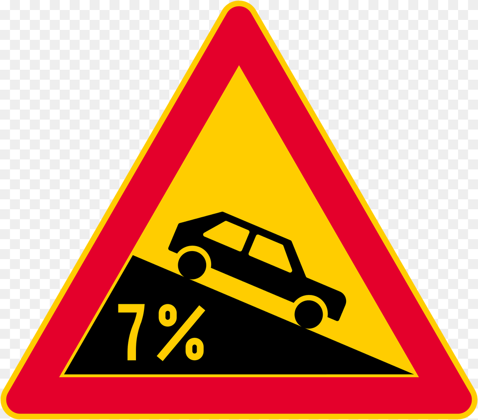 Steep Descent Sign In Finland Clipart, Symbol, Road Sign Png Image