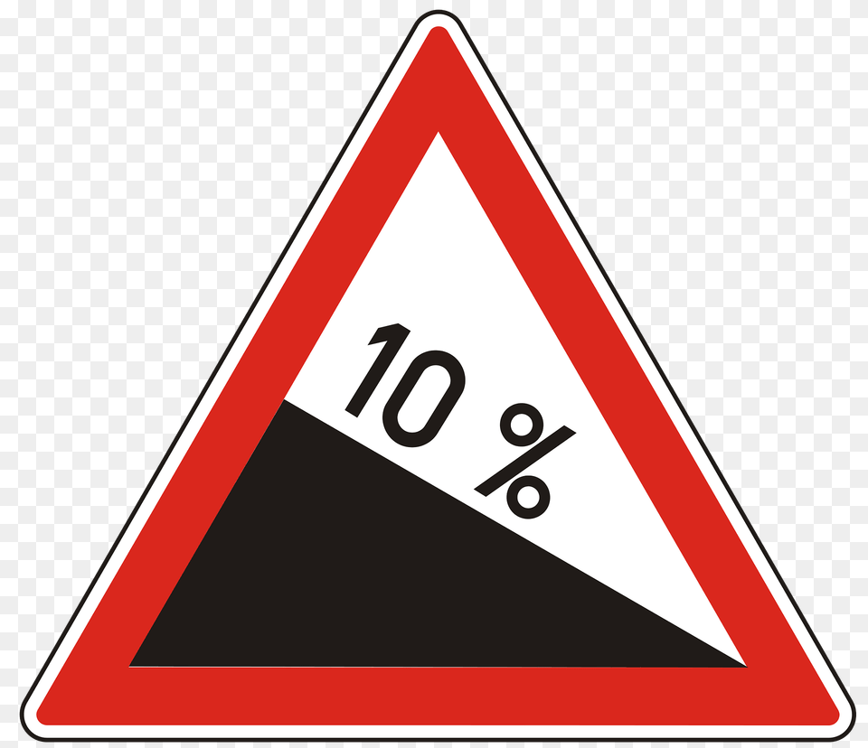 Steep Descent Sign In Hungary Clipart, Symbol, Triangle, Road Sign Png Image
