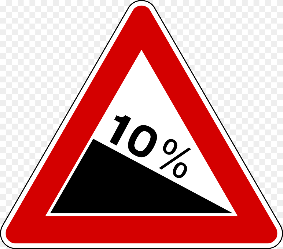 Steep Descent Sign In Italy Clipart, Symbol, Triangle, Road Sign Png Image