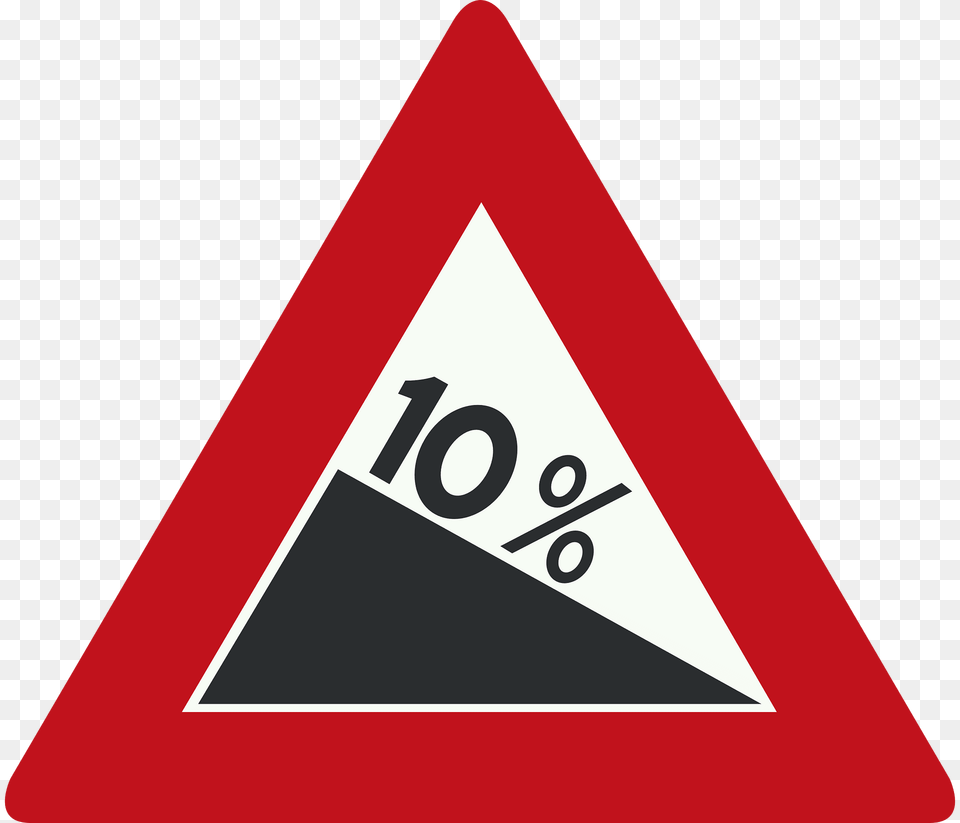 Steep Descent Sign In Netherlands Clipart, Symbol, Triangle, Road Sign Png