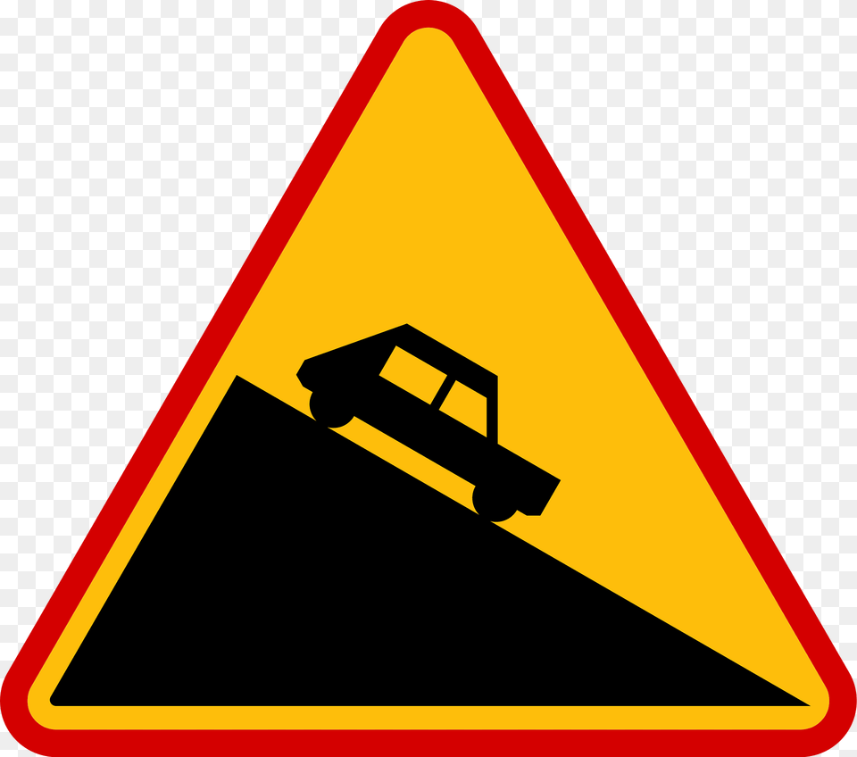 Steep Descent Sign In Poland Clipart, Symbol, Road Sign Png