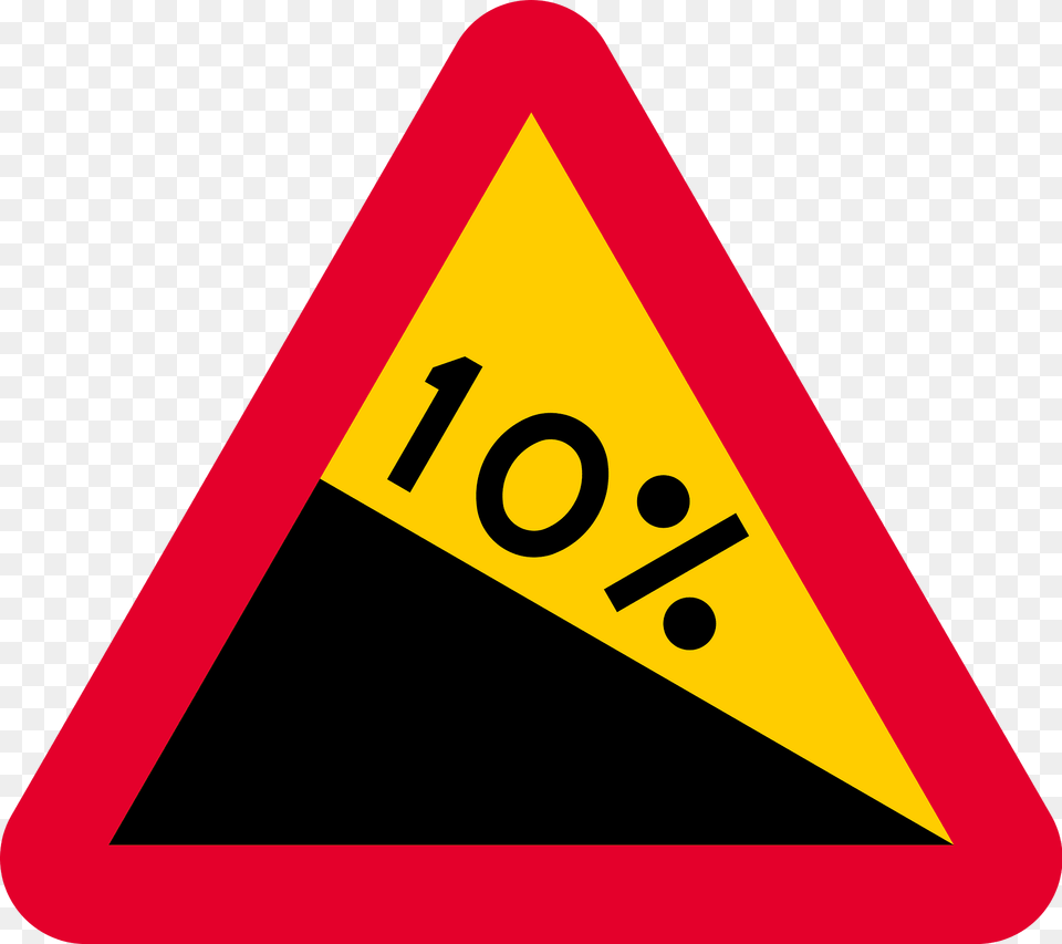 Steep Descent Sign In Sweden Clipart, Symbol, Triangle, Road Sign, Dynamite Free Png