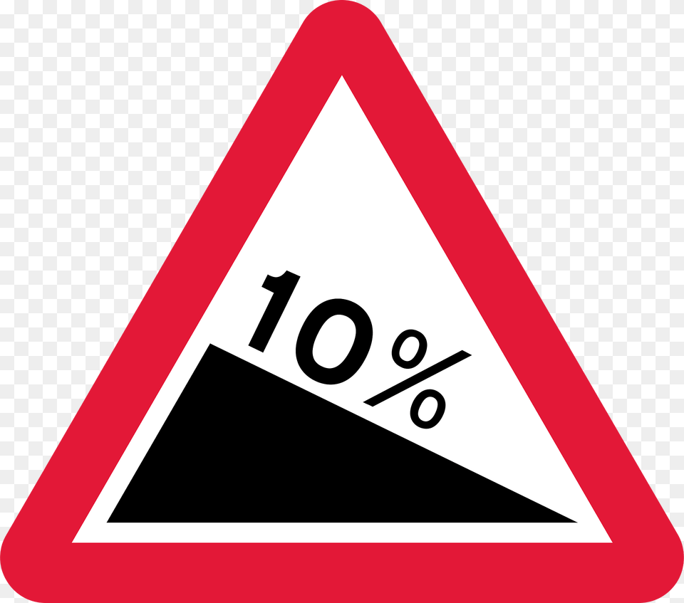Steep Descent Sign In Uk Clipart, Symbol, Triangle, Road Sign, Dynamite Png Image