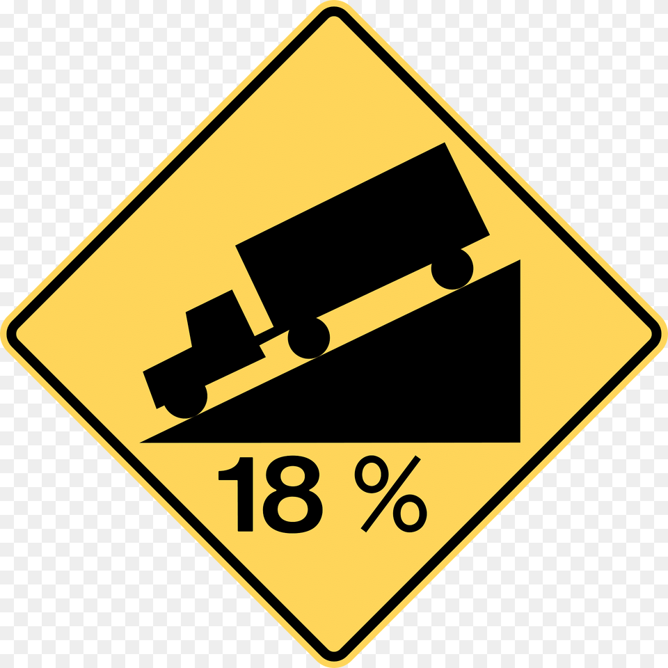 Steep Grade Downwards Sign In British Columbia Clipart, Symbol, Road Sign Free Png Download