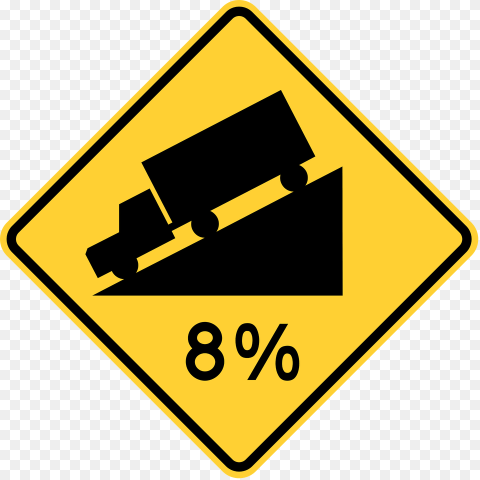 Steep Grade Downwards Sign In Canada Clipart, Symbol, Road Sign Png Image
