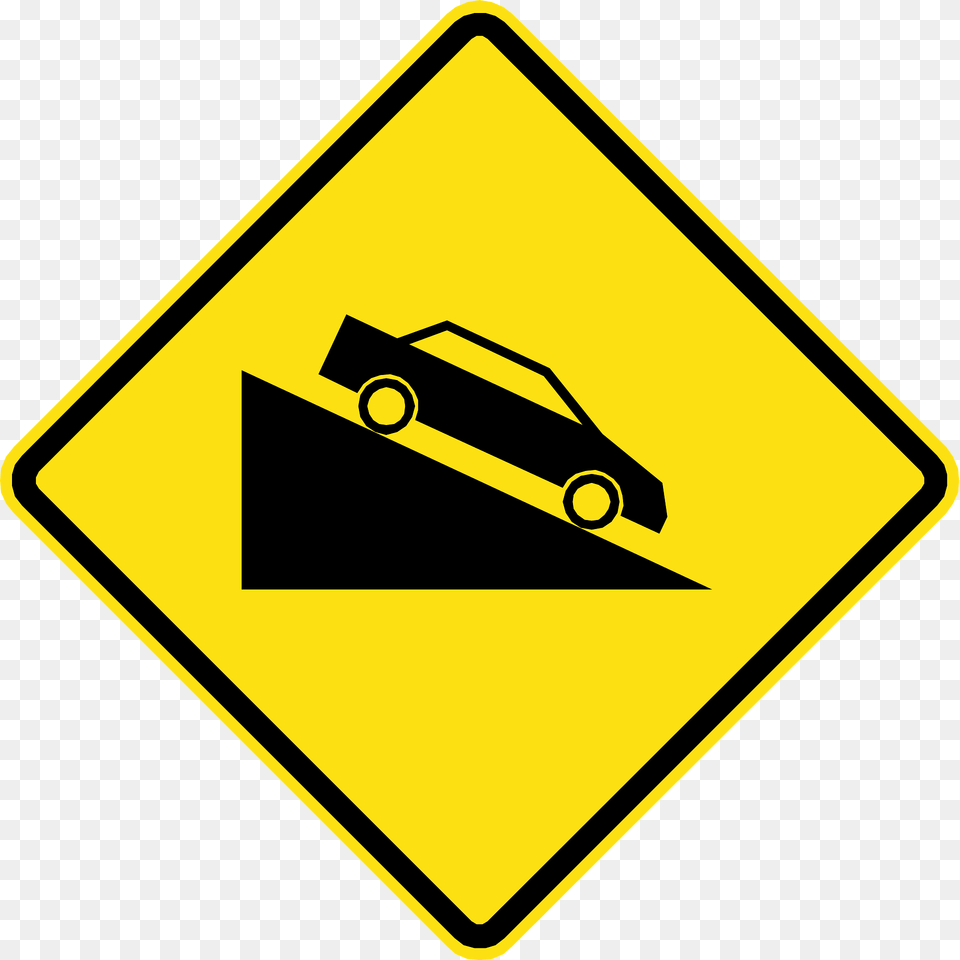 Steep Grade Downwards Sign In Chile Clipart, Symbol, Road Sign Free Png Download