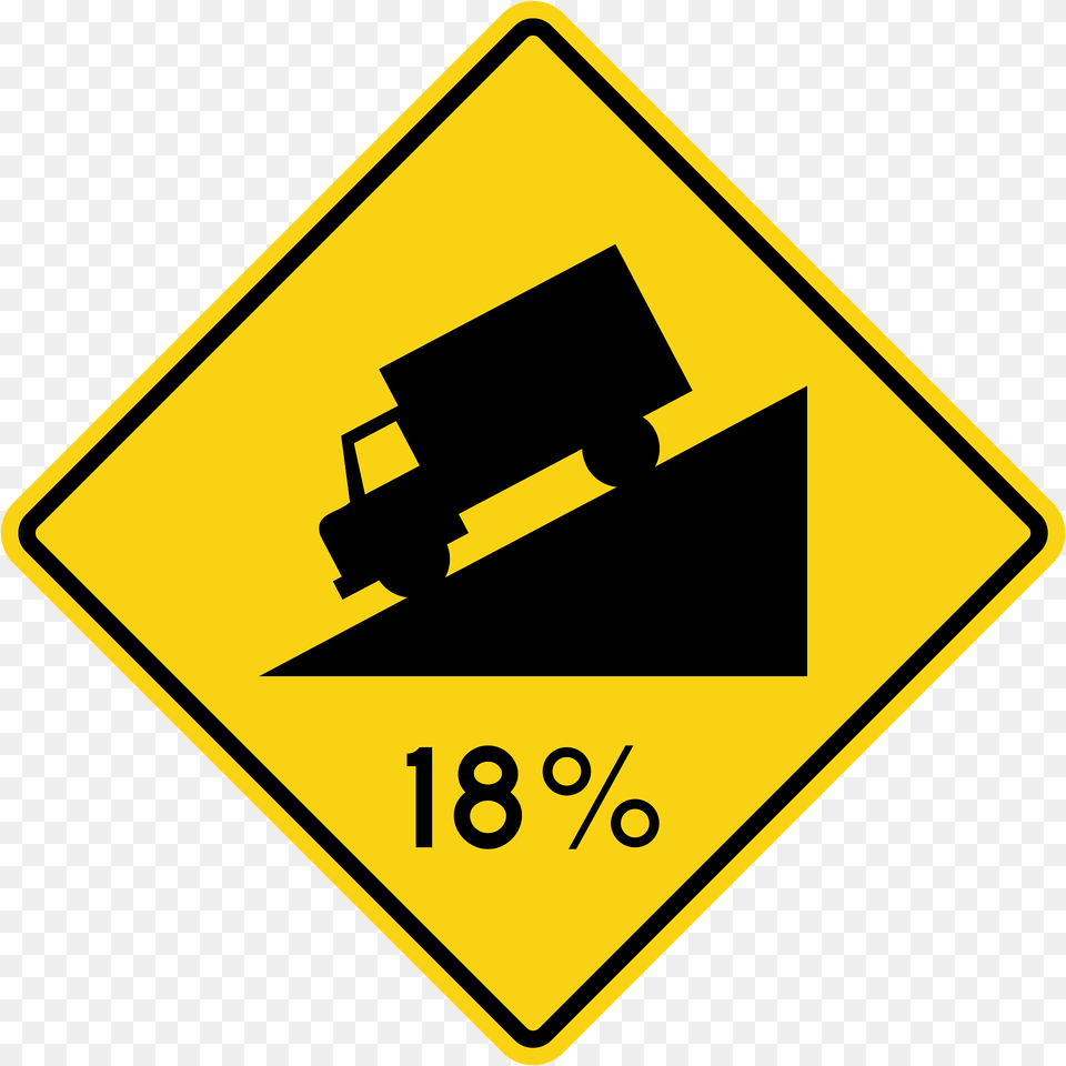 Steep Grade Downwards Sign In Ontario Clipart, Symbol, Road Sign Png