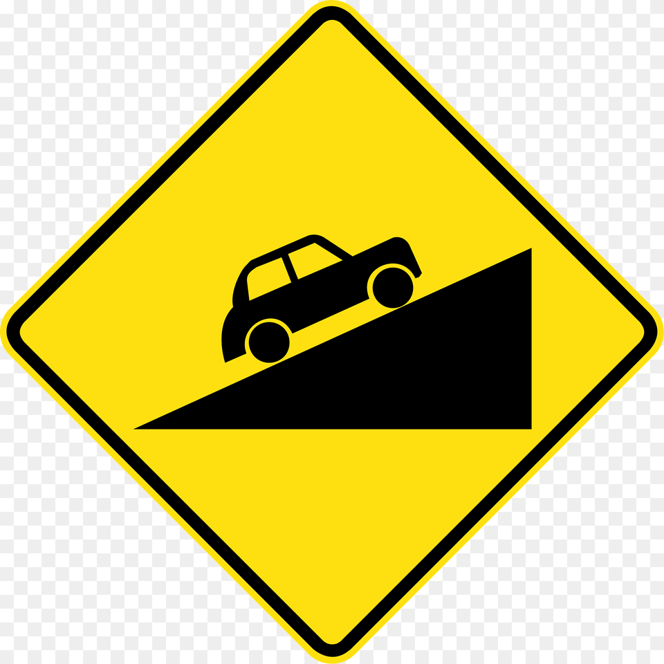Steep Grade Upwards Sign In Australia Clipart, Symbol, Road Sign, Car, Transportation Free Transparent Png