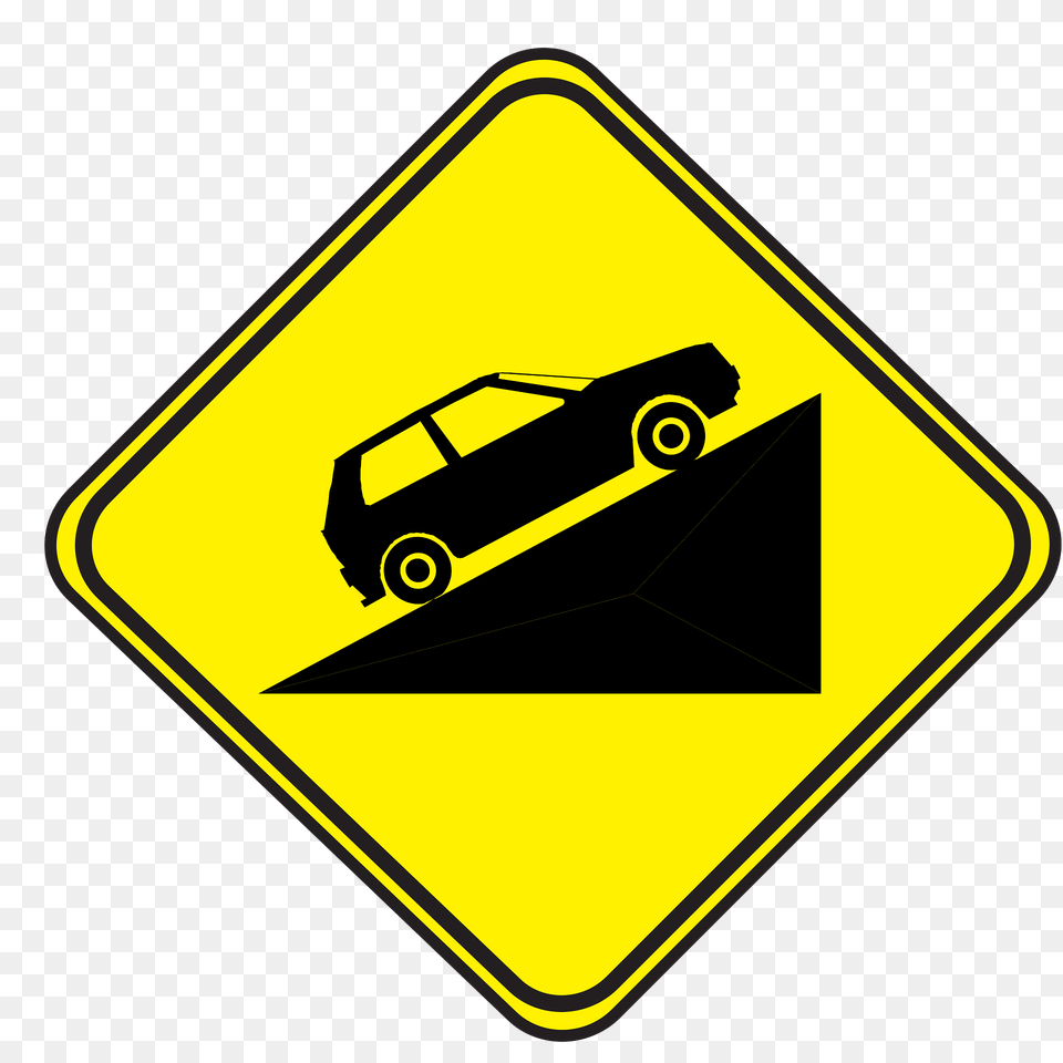 Steep Grade Upwards Sign In Uruguay Clipart, Symbol, Car, Machine, Road Sign Free Png Download