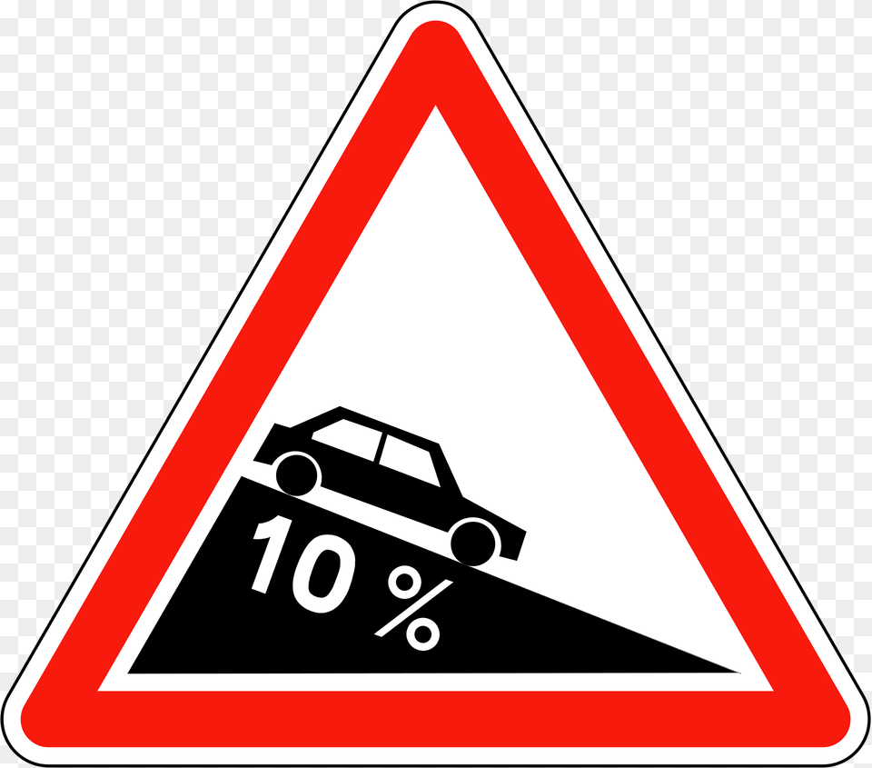 Steep Hill Downwards Clipart, Sign, Symbol, Road Sign Free Transparent Png