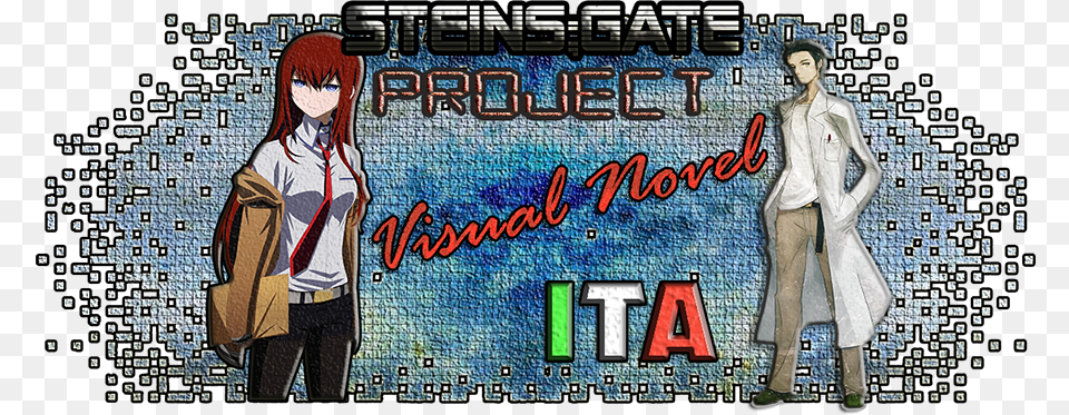 Steins Gate Logo Steins Gate Anime, Publication, Book, Clothing, Coat Free Png
