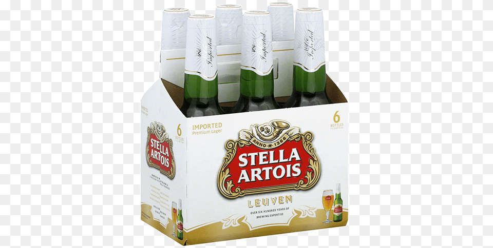 Stella Artois Beer 6 Pack, Alcohol, Beer Bottle, Beverage, Bottle Png Image