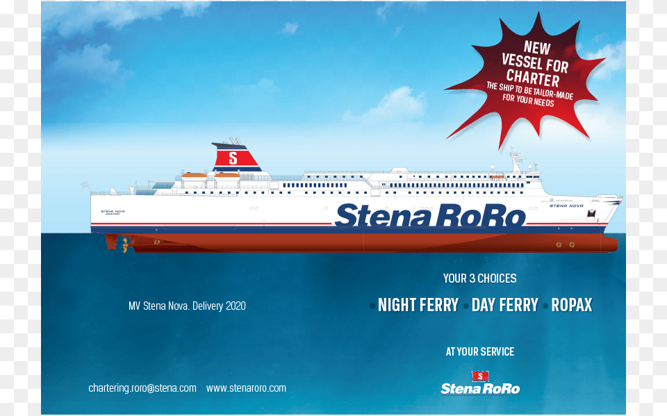 Stena Roro Has Acquired A New Ferry From The Japanese Stena Nova, Boat, Transportation, Vehicle Png