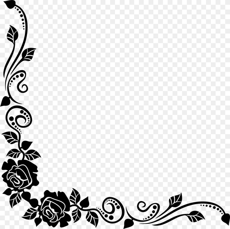 Stencil Designs Floral Corner Design Black And White, Art, Floral Design, Graphics, Pattern Png Image
