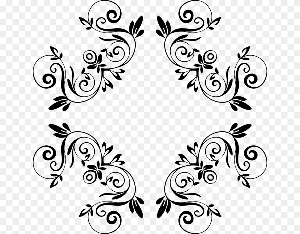 Stencil Designs Floral Design Decorative Arts, Gray Free Png Download